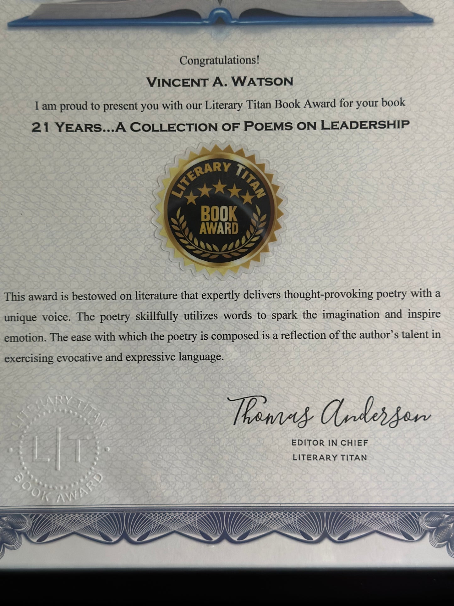 21 Years…A Collection of Poems on Leadership